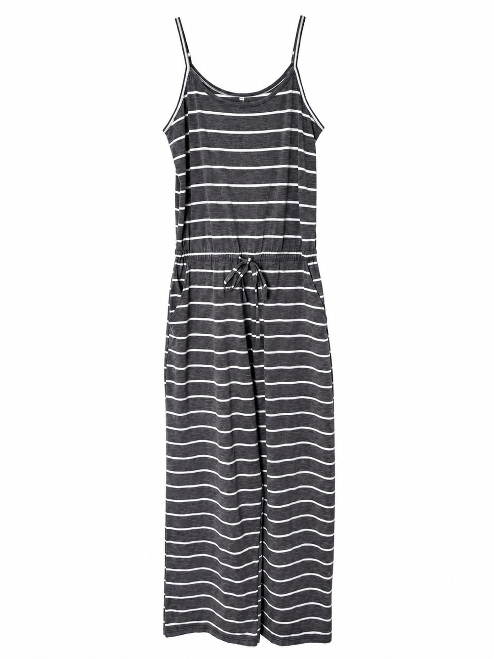Striped Sleeveless Jumpsuit - Charcoal & White